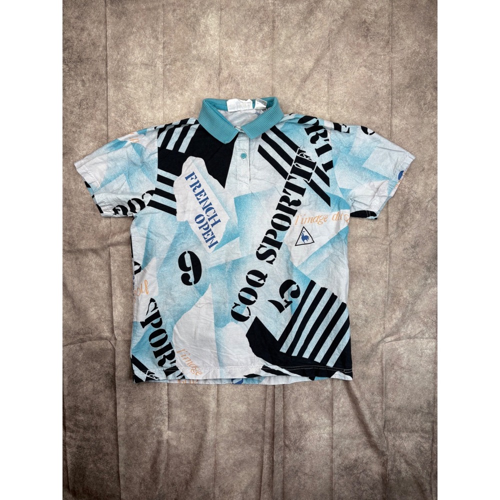 Le Coq Sportif Vintage French Open Polo‎ Shirt Large Cotton Made in Japan Teal
